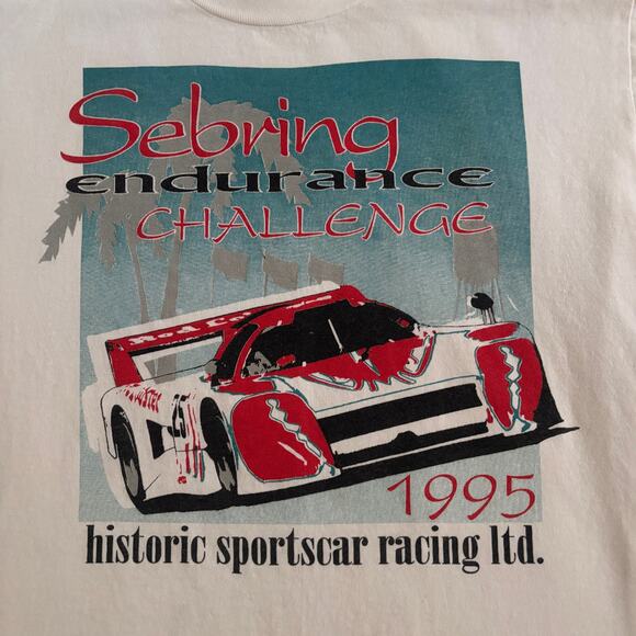 1995 Sebring Endurance Challenge Sportscar Racing T-Shirt Jerzees Medium White - Picture 4 of 7